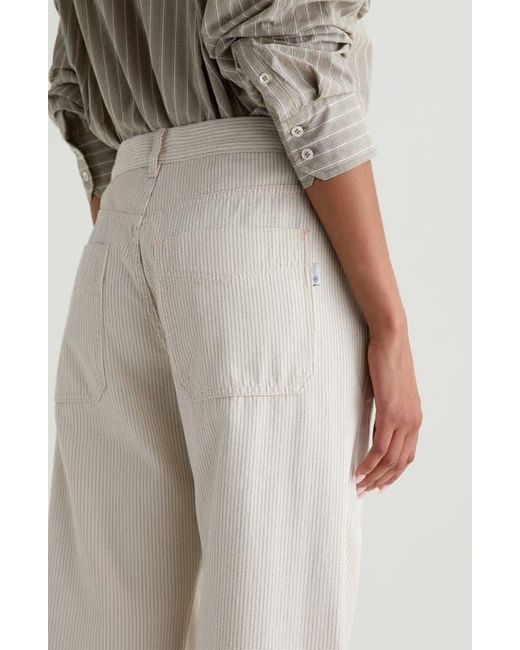 AG Jeans White Mercer High Waist Cuffed Barrel Leg Pants