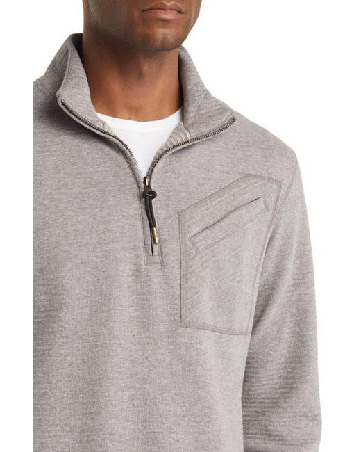Billy Reid Gray Quilted Half Zip Pullover for men