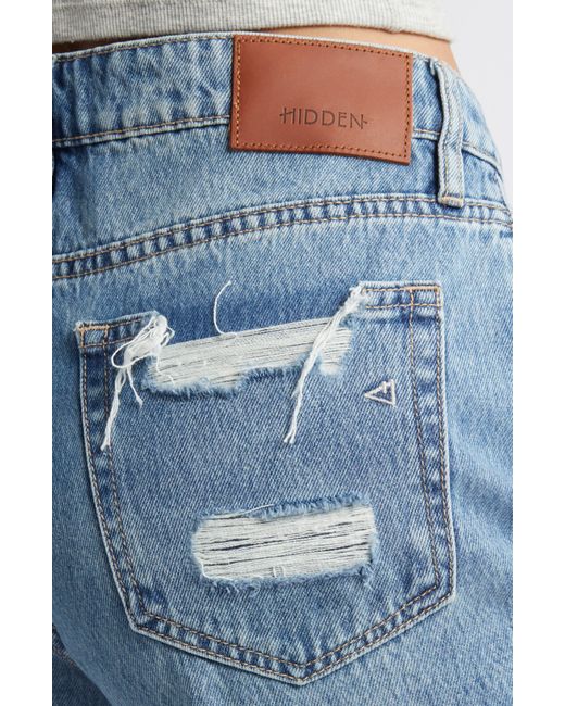 Hidden Jeans Blue High Waist Distressed Cutoff Denim Bermuda Shorts