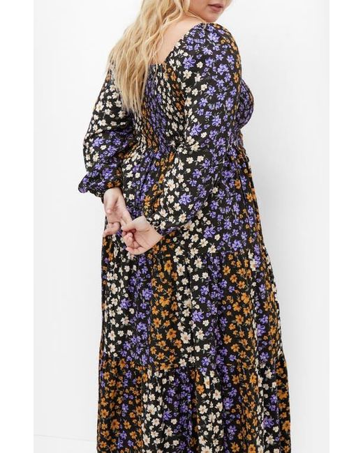 City Chic Multicolor Alivia Floral Long Sleeve Tiered Maxi Dress