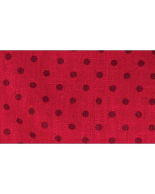 Princess Polly Red Beloved Polka Dot Puff Sleeve Linen Blend Minidress