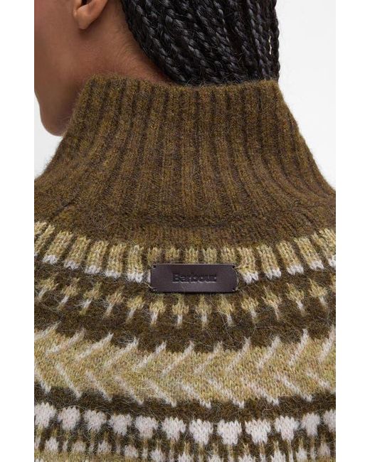 Barbour Green Lorrie Fair Isle Wool & Alpaca Blend Sweater