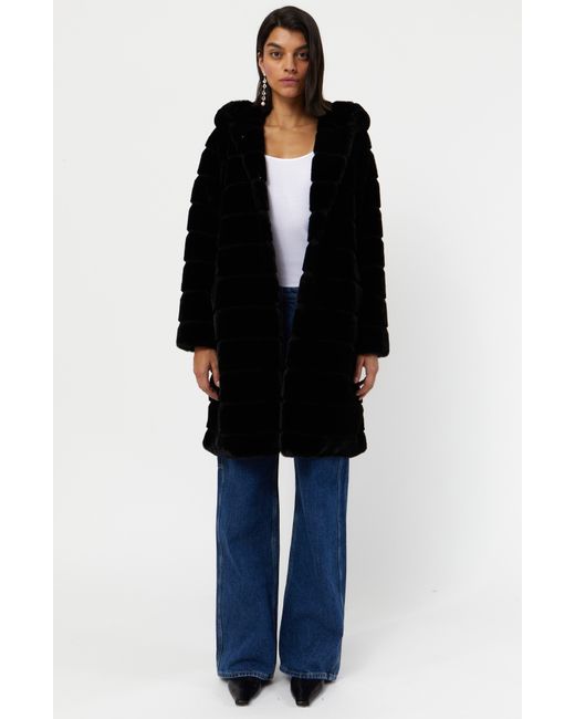 Apparis Celina 3 Hooded Faux Fur Coat in Black | Lyst