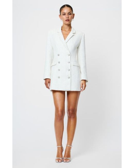 French Connection White Scattered Tinsel Long Sleeve Double Breasted Minidress