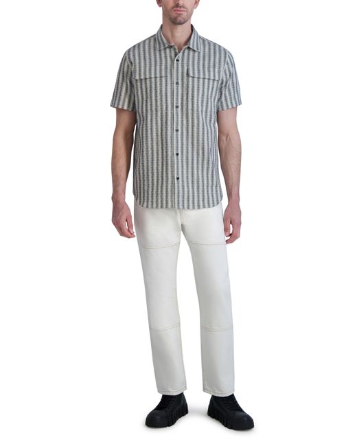 Karl Lagerfeld Multicolor Slim Fit Stripe Short Sleeve Cotton Button-up Shirt for men