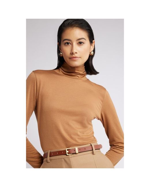 Nordstrom Brown Lyocell & Wool Turtleneck
