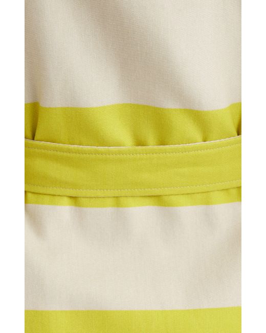 Dries Van Noten Yellow Ramblas Block Stripe Belted Cotton Coat