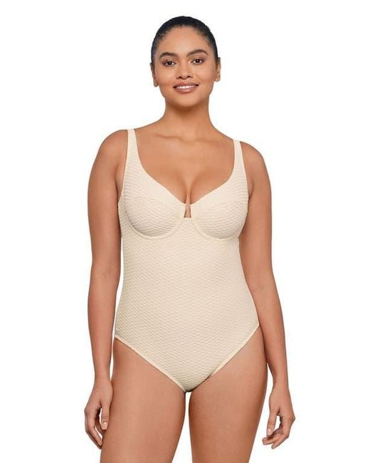 S3 Natural Novelty Texture Underwire One Piece Swimsuit