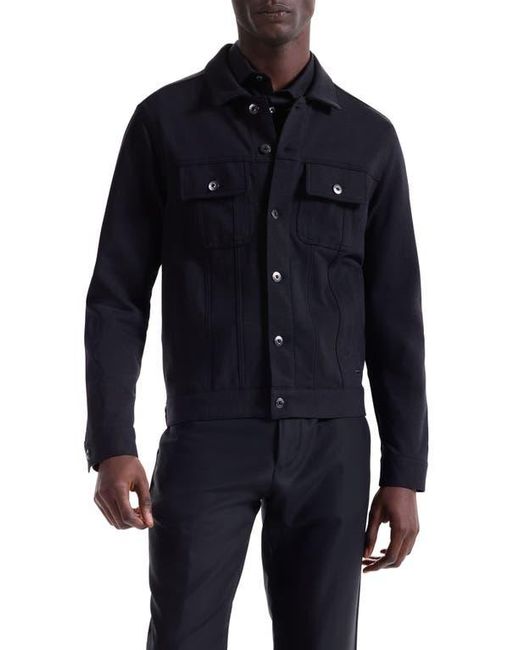 Bugatchi Blue Knit Trucker Jacket for men