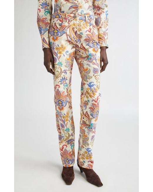 Etro Multicolor Paisley Straight Leg Pants