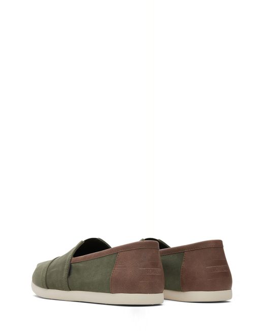 TOMS Green Alpargata Faux Leather Trim Slip-on Sneaker for men