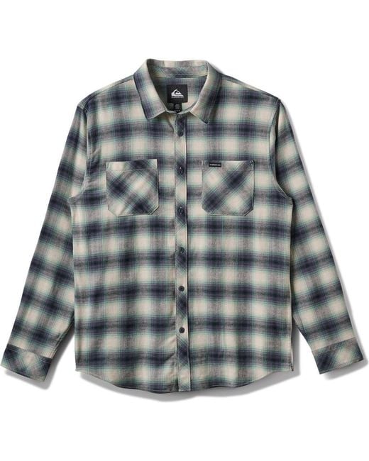 Quiksilver Gray Terrace Ombre Check Stretch Flannel Button-Up Shirt for men