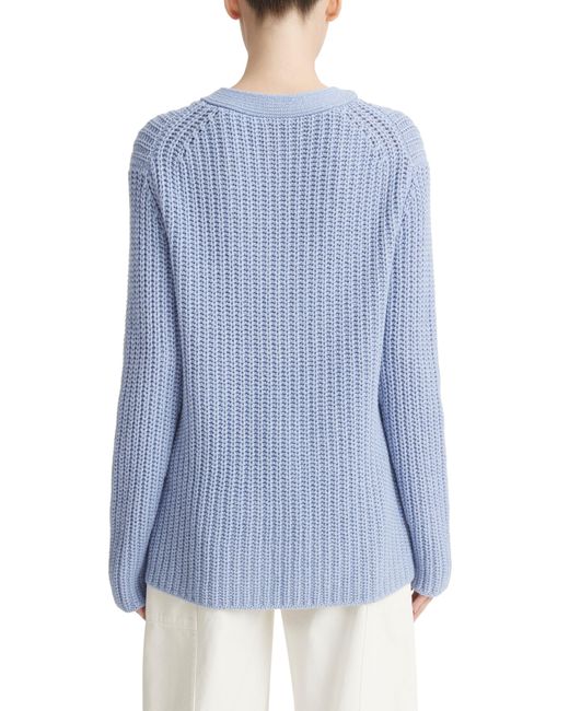Vince Blue Shaker Stitch V-neck Sweater