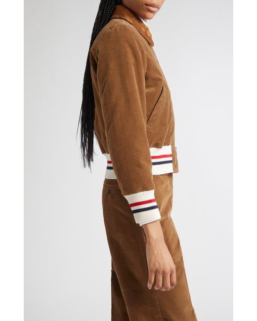 Thom Browne Brown Corduroy Crop Down Bomber Jacket