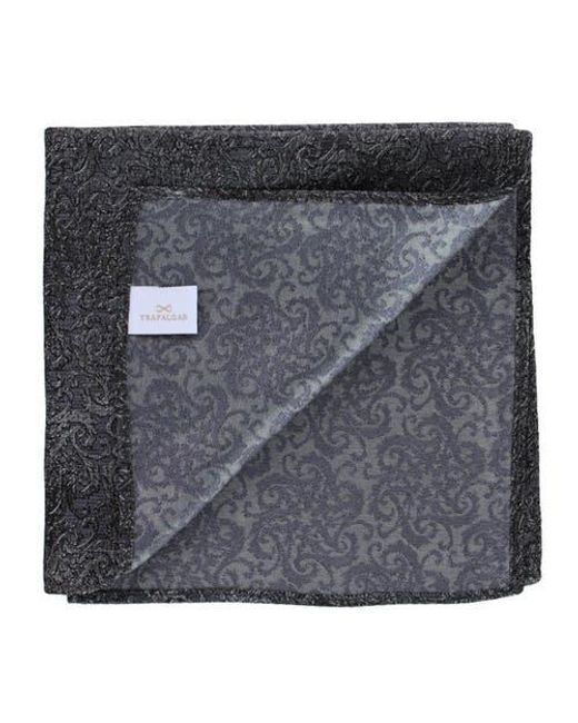 Trafalgar Gray Esteban Scrolling Vines Tone On Tone Patterned Silk 12X12 Pocket Square for men