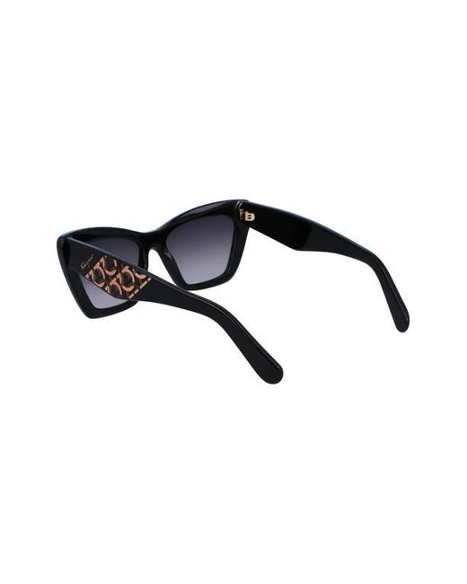 Ferragamo Black 55mm Gradient Rectangular Sunglasses