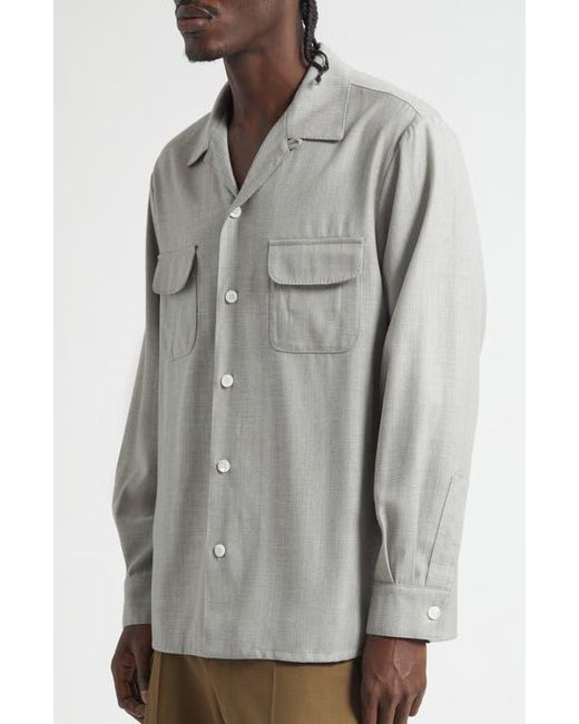 Second Layer Gray Church Wool Button-Up Shirt for men