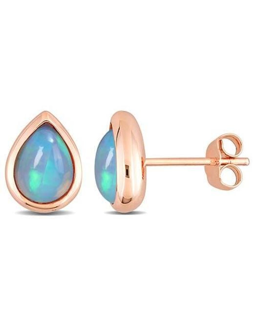 Julianna B Blue Stud Earrings 10K Rose