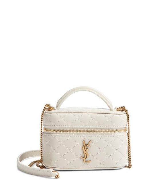 Saint Laurent Natural Micro Gaby Quilted Leather Vanity Crossbody Bag