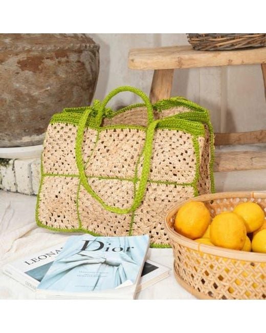 Zanatany Concepts Red Carrey Raffia Tote Bag