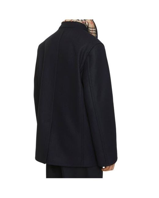 Burberry Blue Wool Pea Coat for men