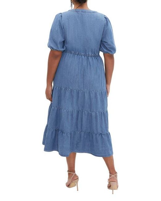City Chic Blue August Tiered Midi Dress