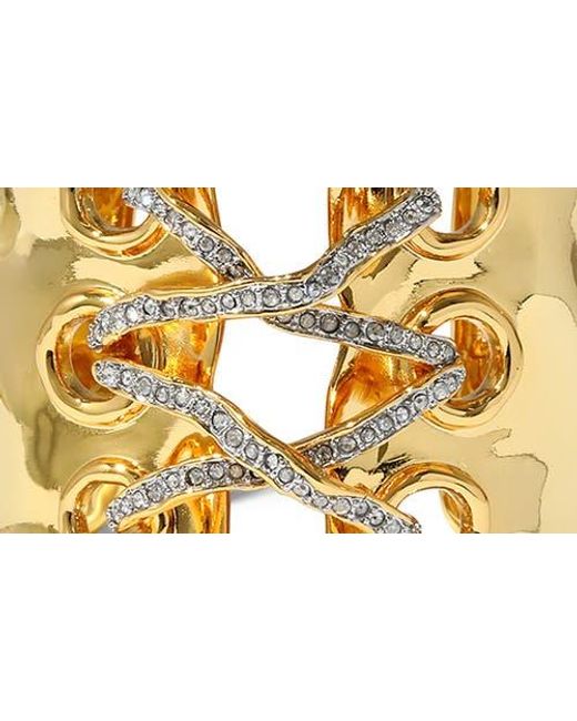 Alexis Metallic Solanales Crystal Lace-Up Cuff Bracelet