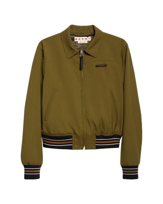 Marni Green Virgin Wool Bomber Jacket