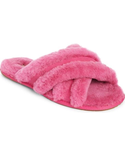 Ugg Pink Scuffita Genuine Shearling Slide Slipper