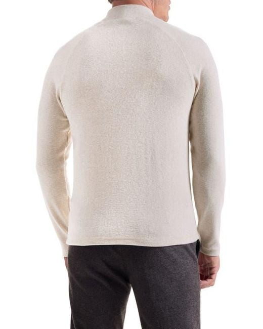 Bugatchi Gray Brushed Cotton Blend Quarter Zip Pullover for men