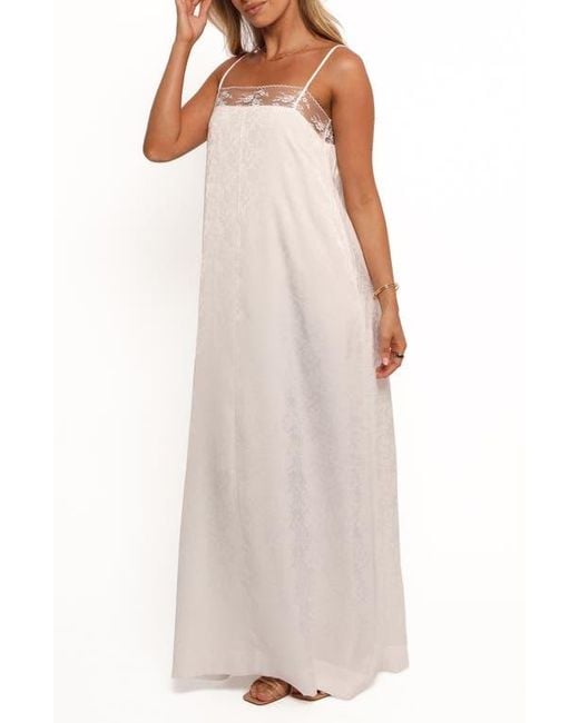 Petal & Pup White Alisha Floral Jacquard Maxi Dress