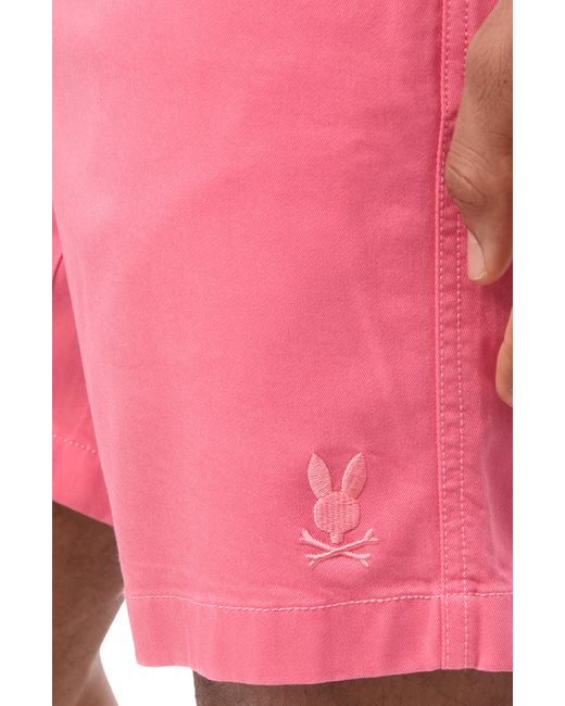 Psycho Bunny Pink Willis Stretch Twill Drawstring Shorts for men
