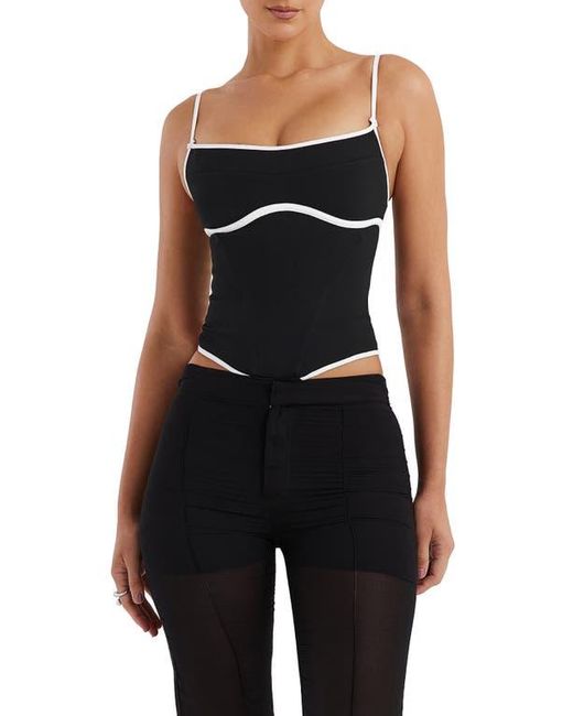 Mistress Rocks Black Contrast Trim Corset Top