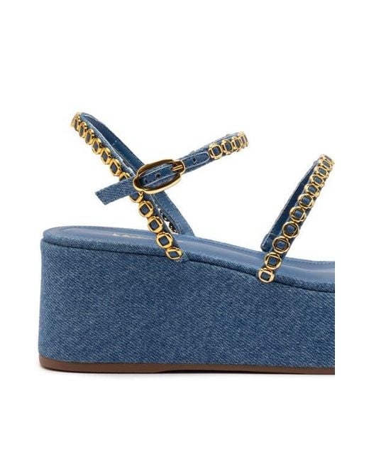 Larroude Blue Gio Milanina Flatform Sandal