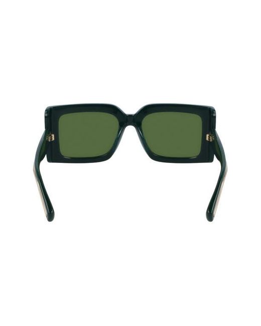 Ferragamo Green Prisma 55Mm Modified Rectangular Sunglasses