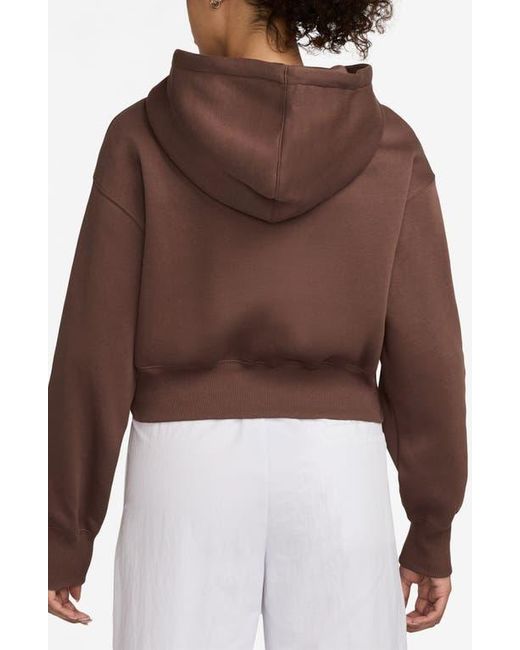Nike Brown Phoenix Relaxed Fit Cotton Blend Fleece Hoodie