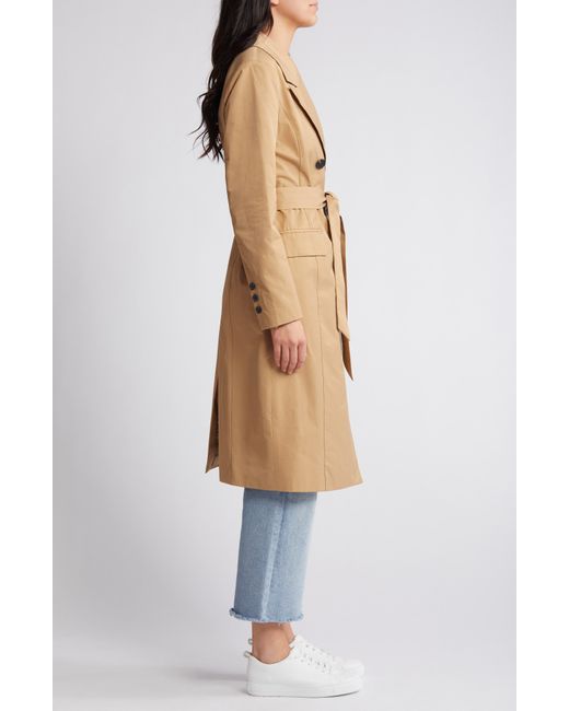 Avec Les Filles White Stretch Cotton Blend Belted Trench Coat