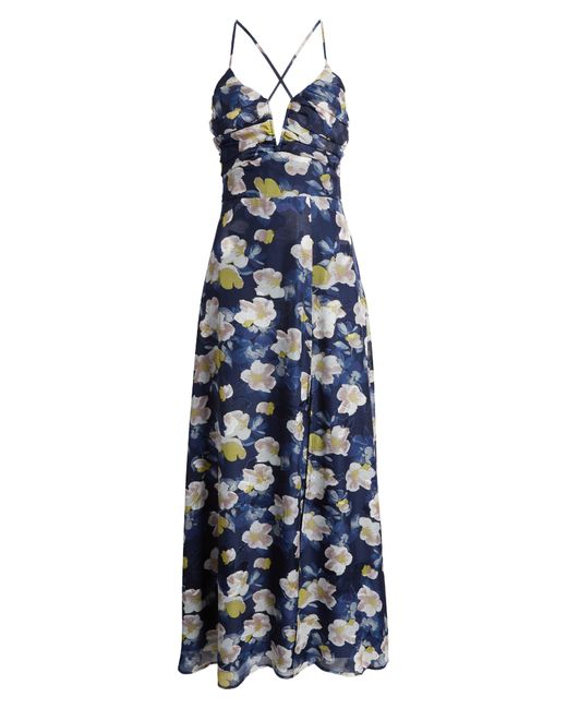 Lulus Blue Pretty Perspective Floral Maxi Dress