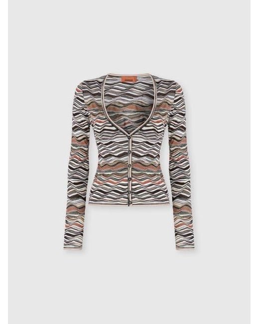 Missoni White Buttoned Cardigan With Wave Pattern