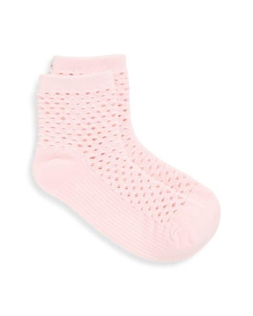 Stems Pink Netted Crew Socks