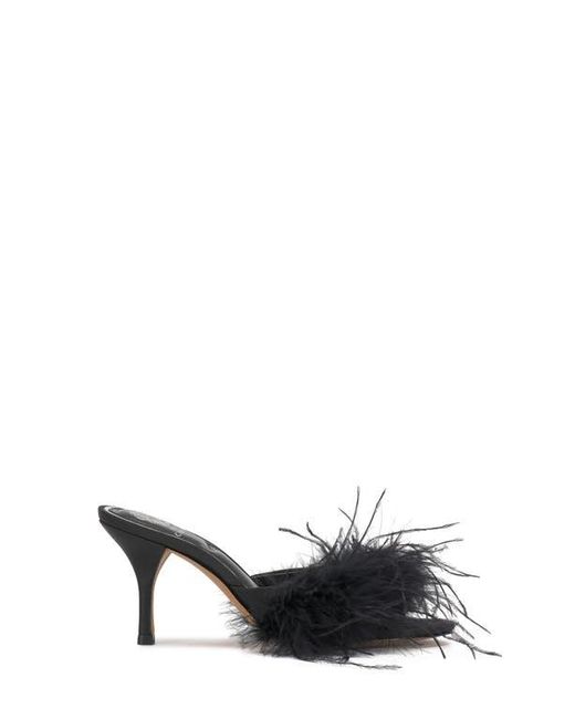 Vince Camuto Black Paelly Faux Feather Slide Sandal