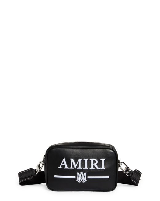 Amiri Black Monogram Logo Leather Camera Bag for men