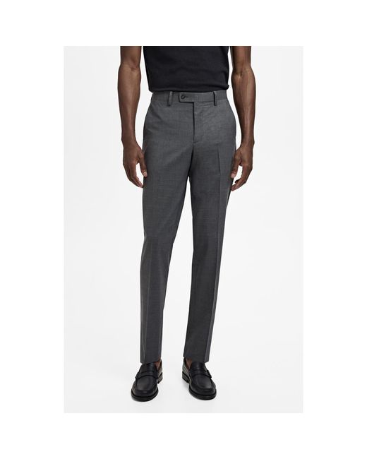 Mango Black Turin Virgin Slim Fit Wool Pants for men