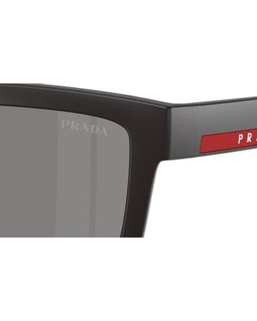 Prada Linea Rossa Gray 55Mm Rectangular Sunglasses for men
