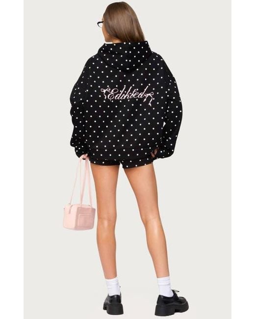 Edikted Chelsie Polka Dot Hoodie in Black | Lyst