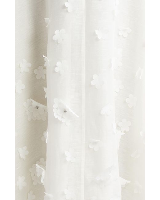 Zimmermann White Matchmaker Floral Appliqué Linen & Silk Organza Skirt