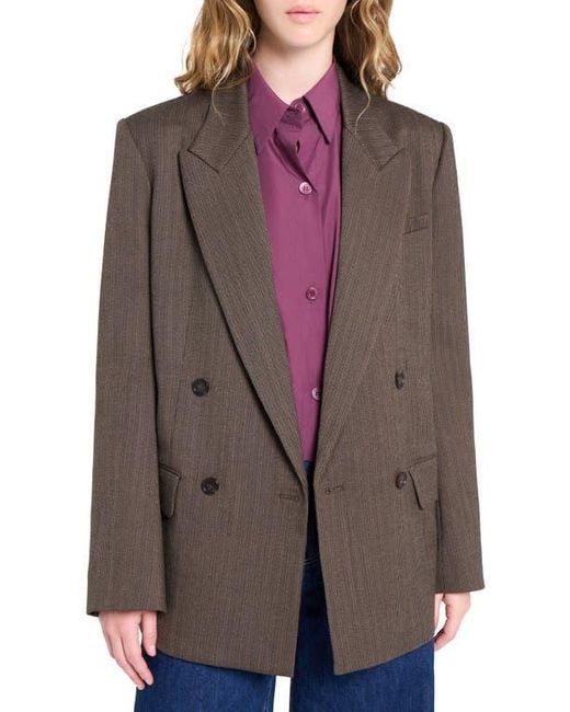 Twp Brown Harper Wool Blend Double Breasted Blazer