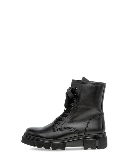 Gabor Black Leather Combat Boot