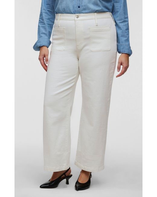 Madewell White The Emmett Patch Pocket Edition Wide Leg Jeans