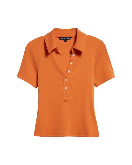 Veronica Beard Orange Kearney Stretch Cotton Polo